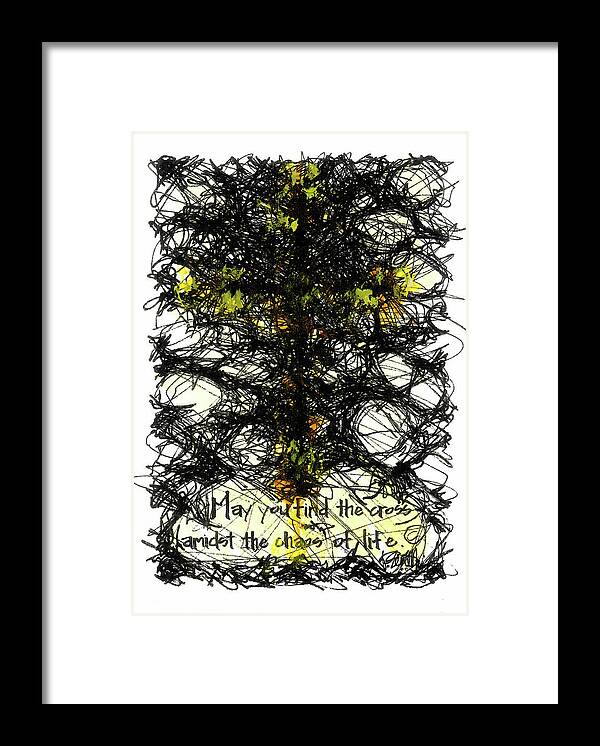 Chaos Order Cross 08 - Luminous Yellow - Framed Print