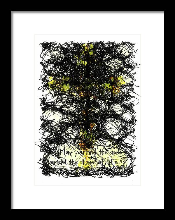 Chaos Order Cross 08 - Luminous Yellow - Framed Print