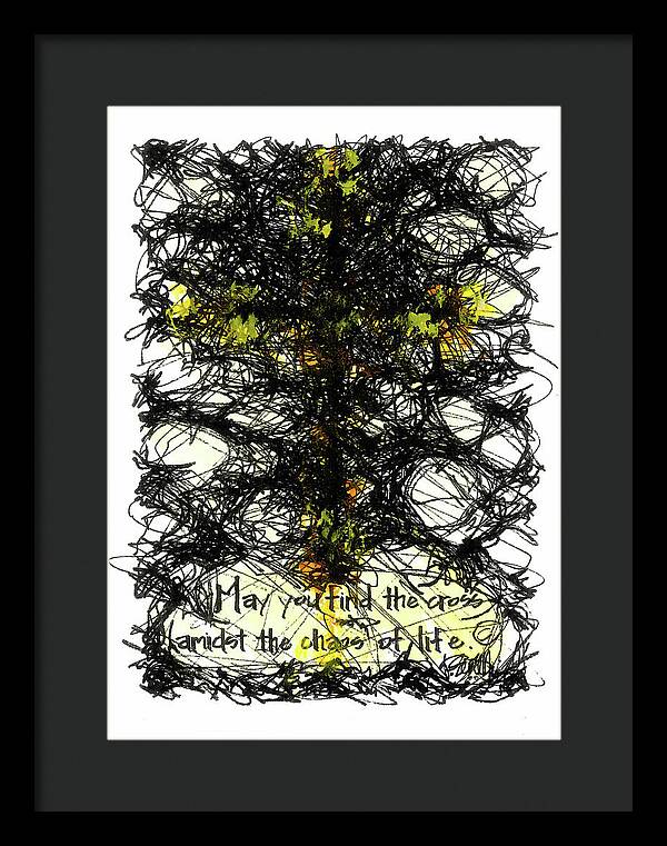 Chaos Order Cross 08 - Luminous Yellow - Framed Print