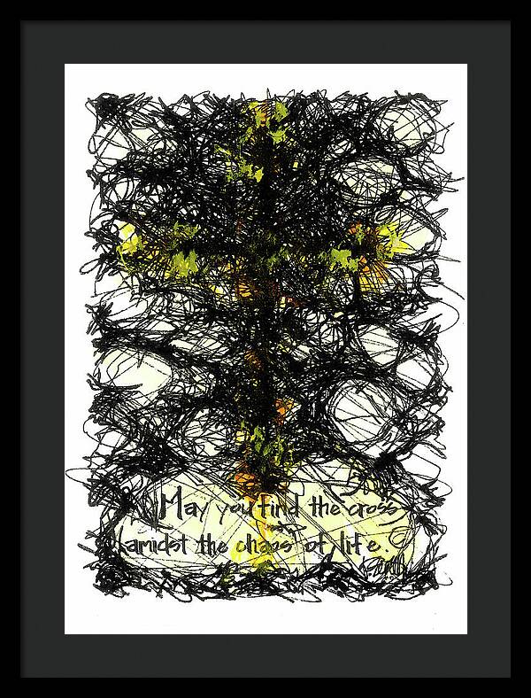 Chaos Order Cross 08 - Luminous Yellow - Framed Print