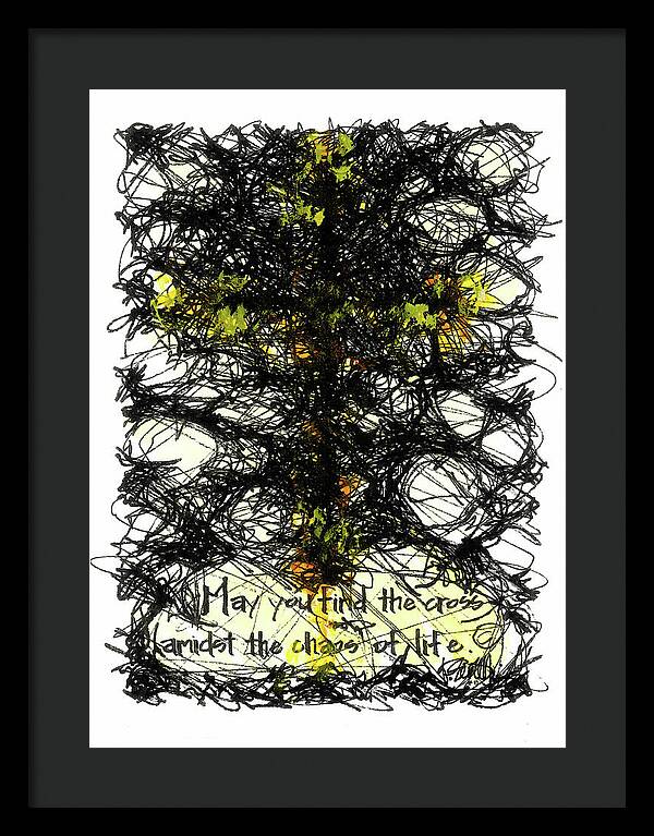 Chaos Order Cross 08 - Luminous Yellow - Framed Print