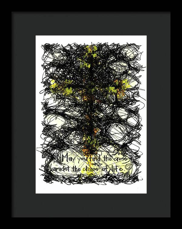 Chaos Order Cross 08 - Luminous Yellow - Framed Print