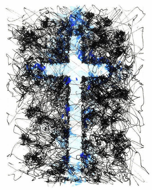 Chaos Order Cross 09 - Glorious Blue - Art Print