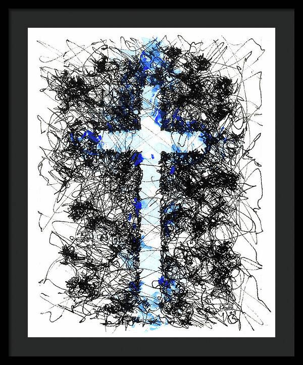 Chaos Order Cross 09 - Glorious Blue - Framed Print