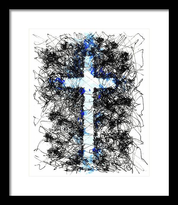 Chaos Order Cross 09 - Glorious Blue - Framed Print