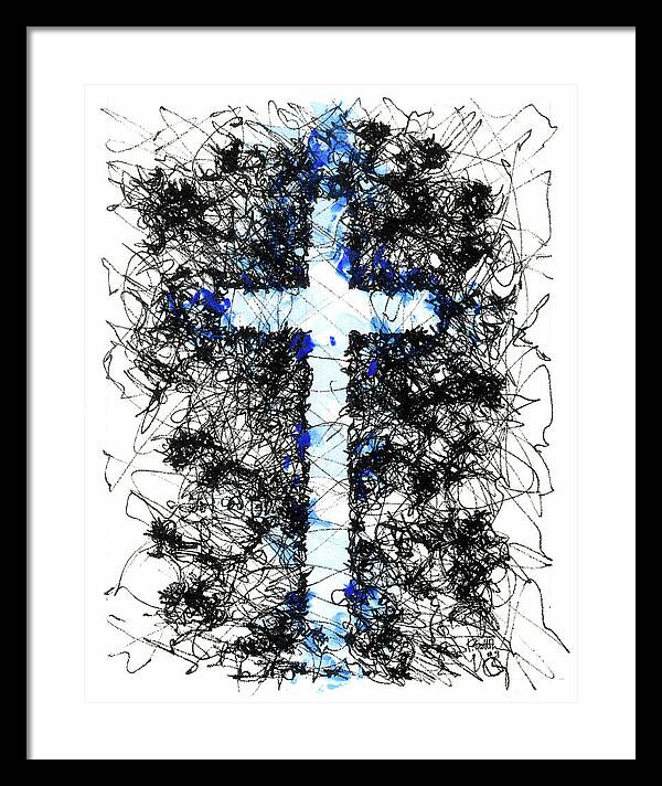Chaos Order Cross 09 - Glorious Blue - Framed Print