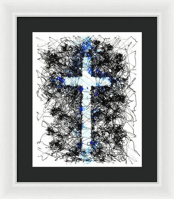 Chaos Order Cross 09 - Glorious Blue - Framed Print