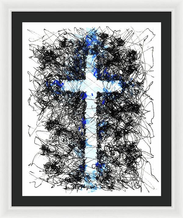 Chaos Order Cross 09 - Glorious Blue - Framed Print
