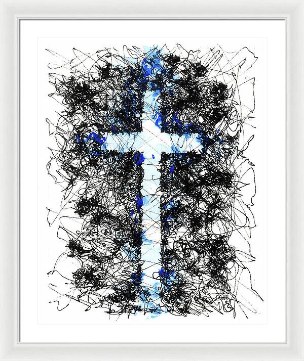 Chaos Order Cross 09 - Glorious Blue - Framed Print