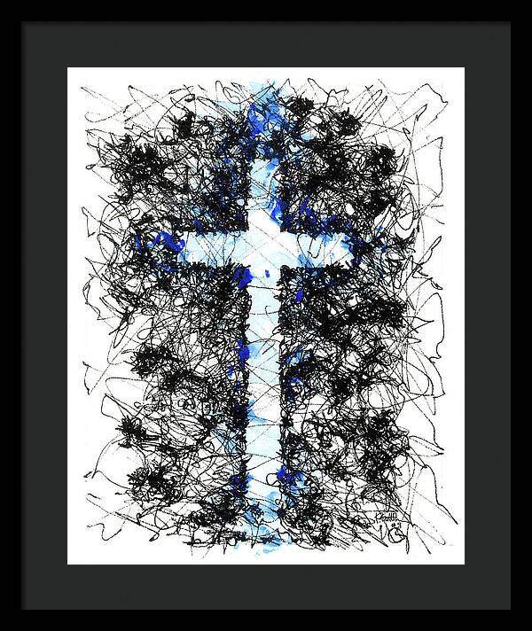 Chaos Order Cross 09 - Glorious Blue - Framed Print