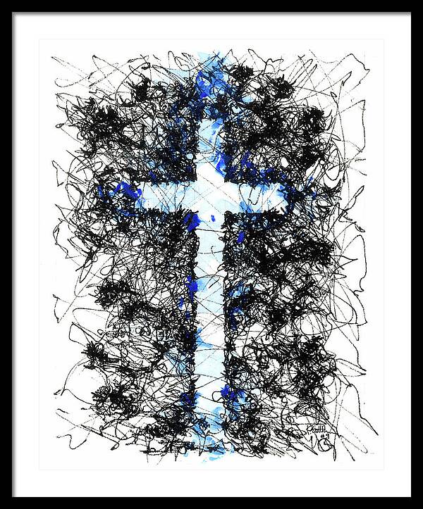Chaos Order Cross 09 - Glorious Blue - Framed Print