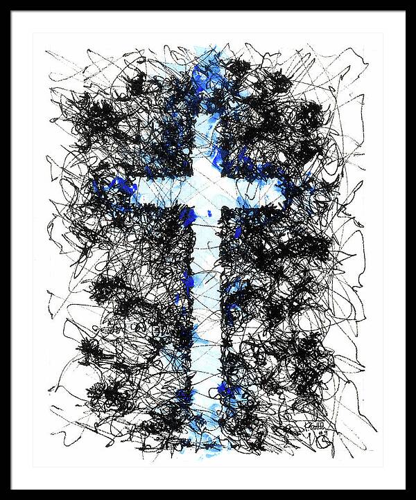 Chaos Order Cross 09 - Glorious Blue - Framed Print