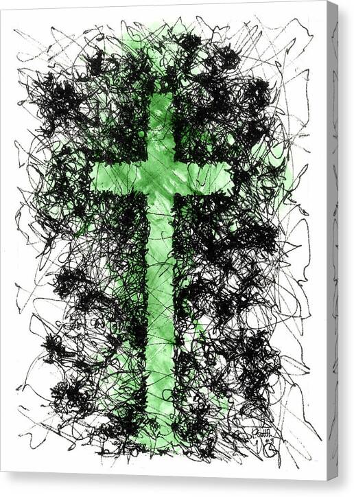 Chaos Order Cross 09 - Joyful Green - Canvas Print