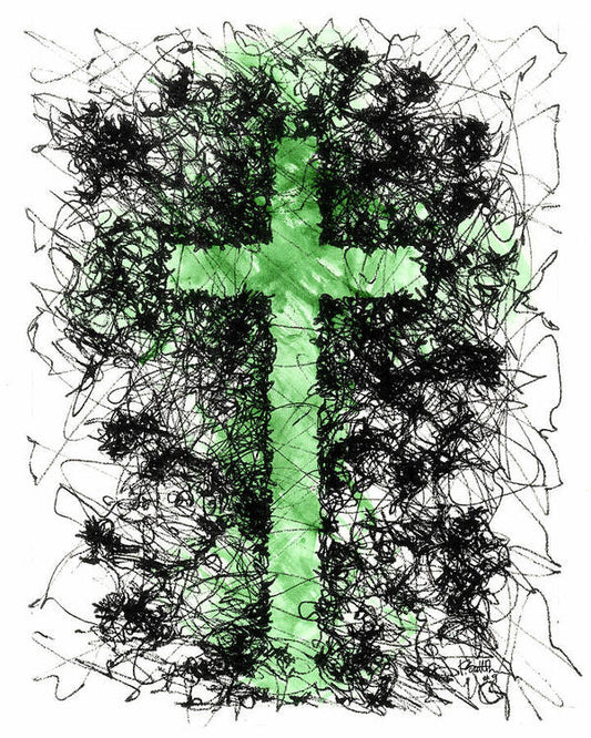 Chaos Order Cross 09 - Joyful Green - Art Print