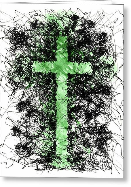 Chaos Order Cross 09 - Joyful Green - Greeting Card