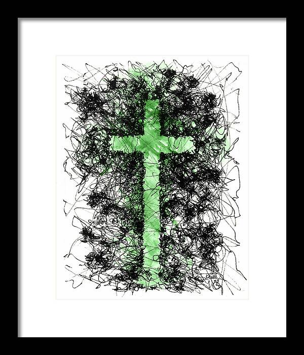 Chaos Order Cross 09 - Joyful Green - Framed Print