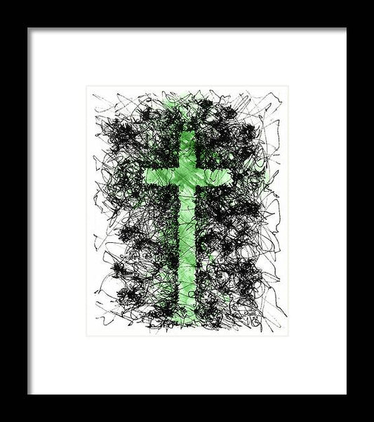 Chaos Order Cross 09 - Joyful Green - Framed Print