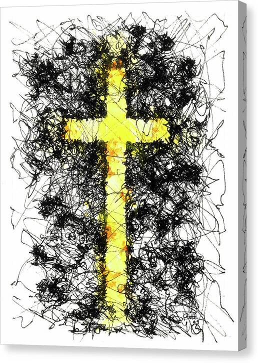 Chaos Order Cross 09 - Luminous Yellow - Canvas Print