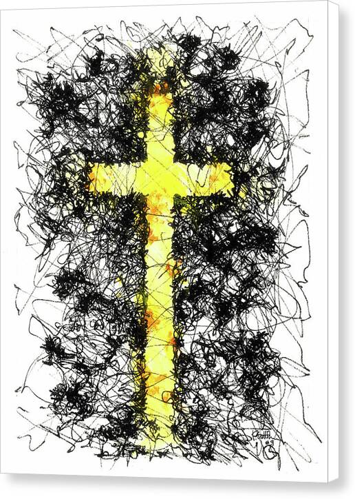 Chaos Order Cross 09 - Luminous Yellow - Canvas Print