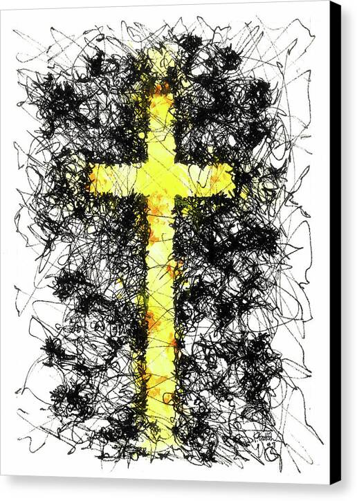 Chaos Order Cross 09 - Luminous Yellow - Canvas Print