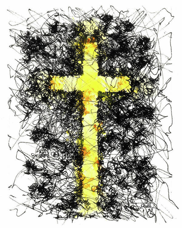 Chaos Order Cross 09 - Luminous Yellow - Art Print