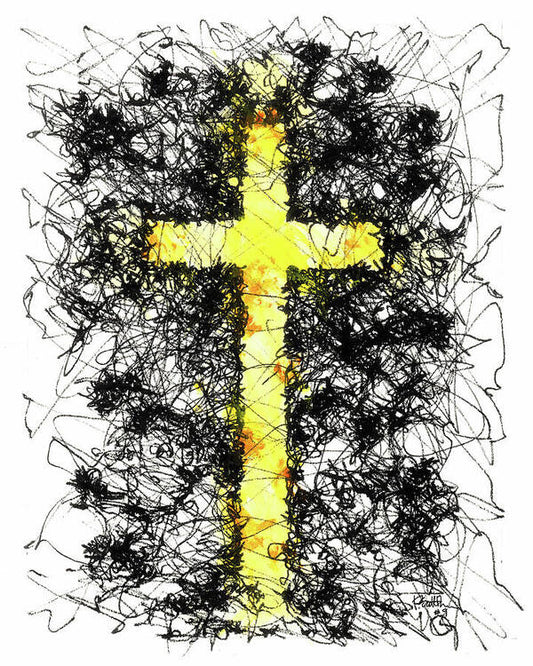 Chaos Order Cross 09 - Luminous Yellow - Art Print