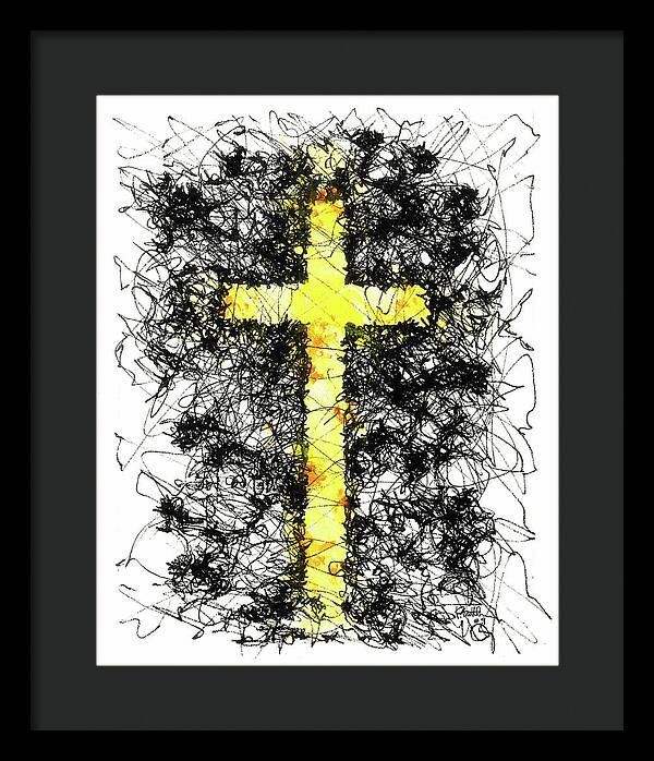 Chaos Order Cross 09 - Luminous Yellow - Framed Print