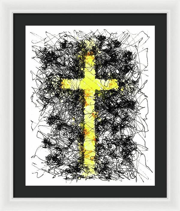 Chaos Order Cross 09 - Luminous Yellow - Framed Print