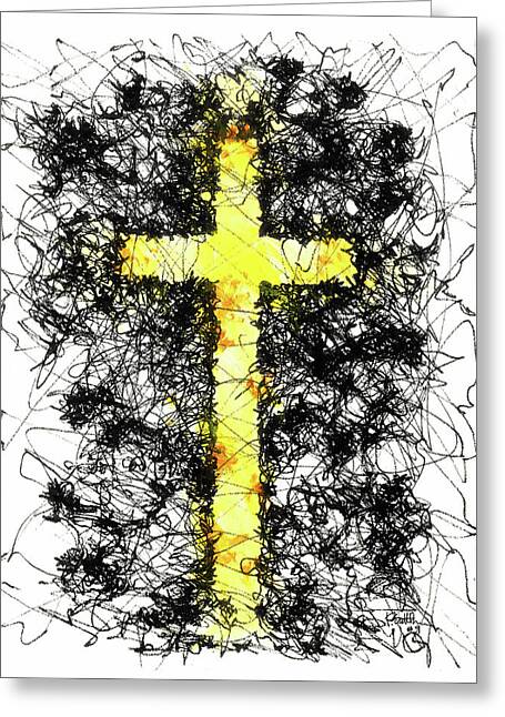 Chaos Order Cross 09 - Luminous Yellow - Greeting Card