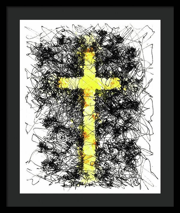 Chaos Order Cross 09 - Luminous Yellow - Framed Print