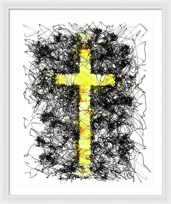 Chaos Order Cross 09 - Luminous Yellow - Framed Print