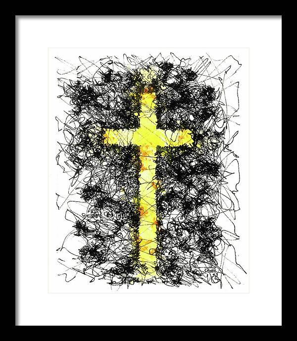 Chaos Order Cross 09 - Luminous Yellow - Framed Print