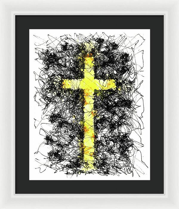 Chaos Order Cross 09 - Luminous Yellow - Framed Print