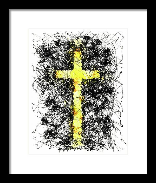 Chaos Order Cross 09 - Luminous Yellow - Framed Print