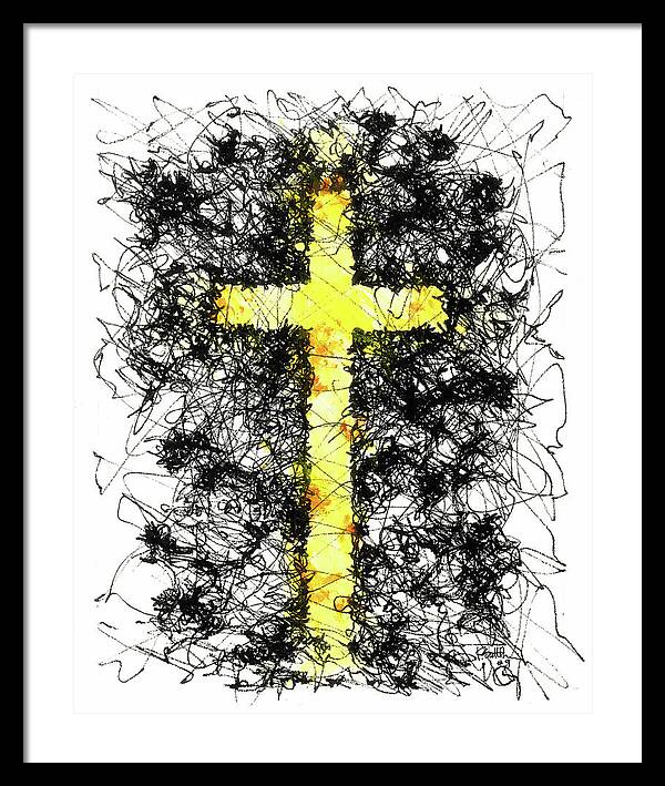 Chaos Order Cross 09 - Luminous Yellow - Framed Print