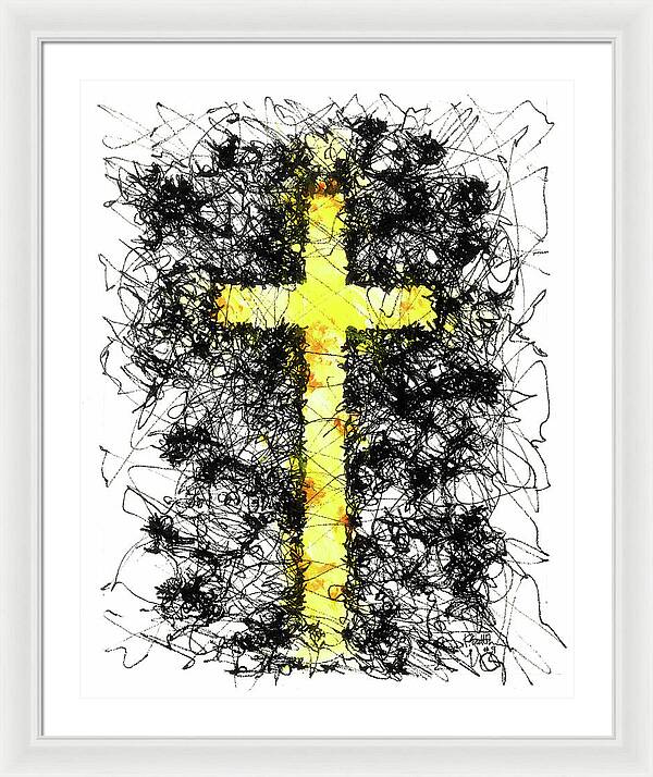 Chaos Order Cross 09 - Luminous Yellow - Framed Print