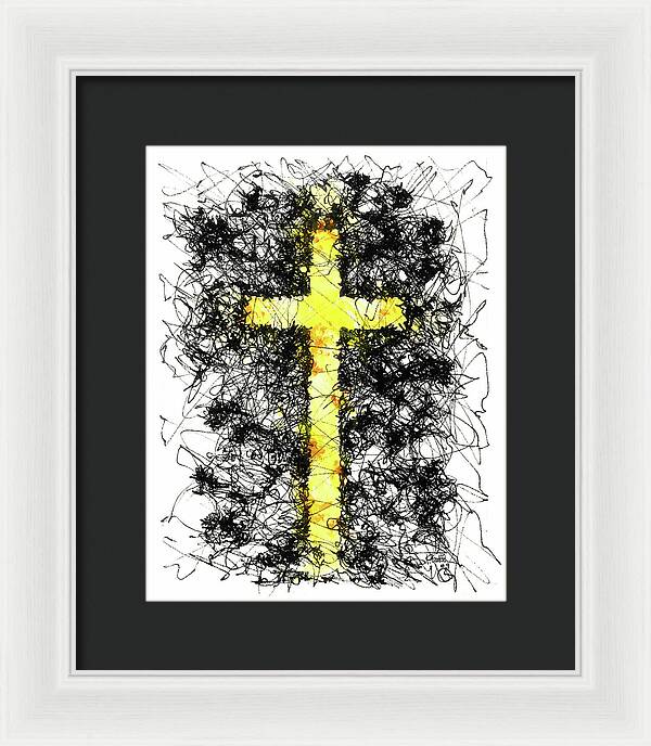 Chaos Order Cross 09 - Luminous Yellow - Framed Print