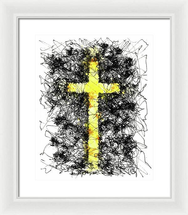 Chaos Order Cross 09 - Luminous Yellow - Framed Print