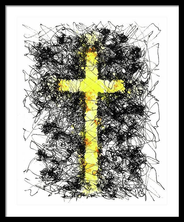 Chaos Order Cross 09 - Luminous Yellow - Framed Print