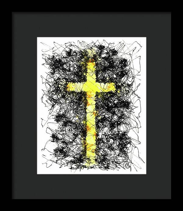 Chaos Order Cross 09 - Luminous Yellow - Framed Print