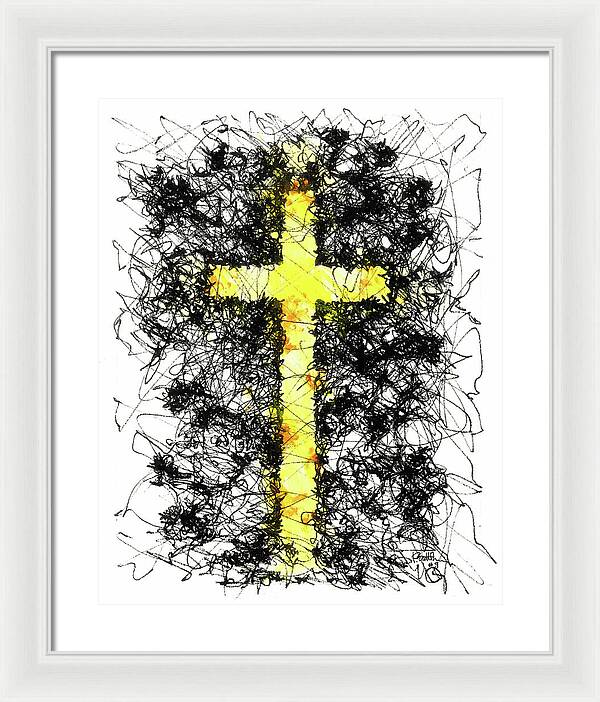 Chaos Order Cross 09 - Luminous Yellow - Framed Print