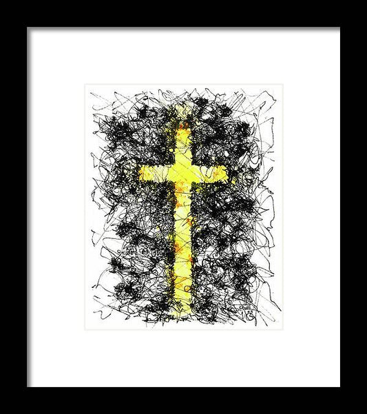 Chaos Order Cross 09 - Luminous Yellow - Framed Print