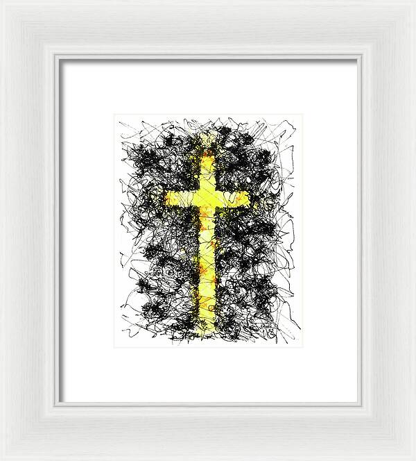 Chaos Order Cross 09 - Luminous Yellow - Framed Print