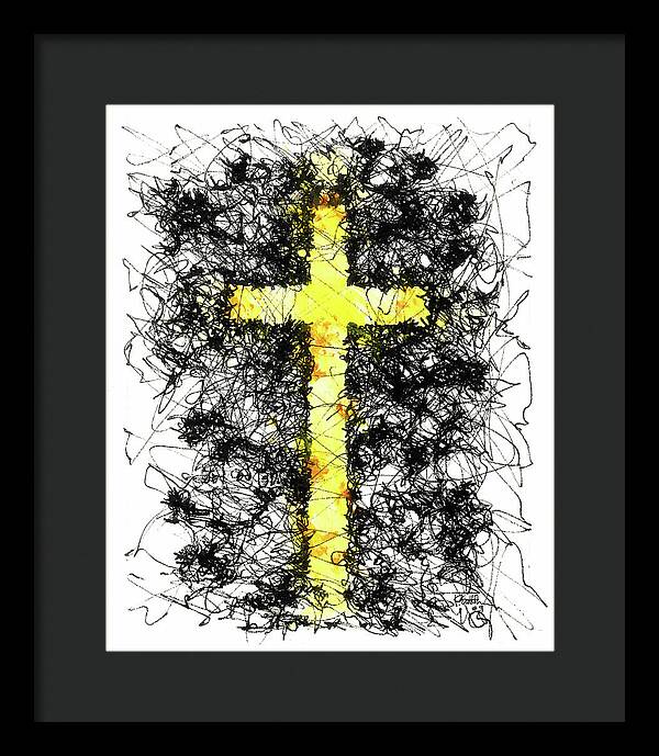 Chaos Order Cross 09 - Luminous Yellow - Framed Print