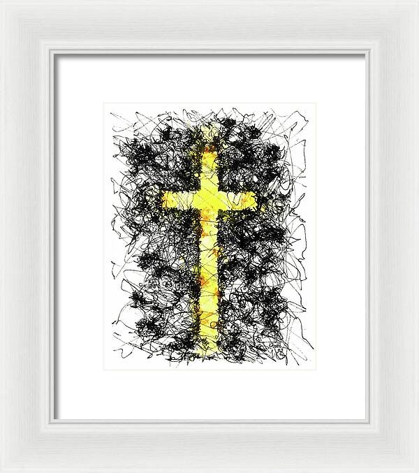 Chaos Order Cross 09 - Luminous Yellow - Framed Print