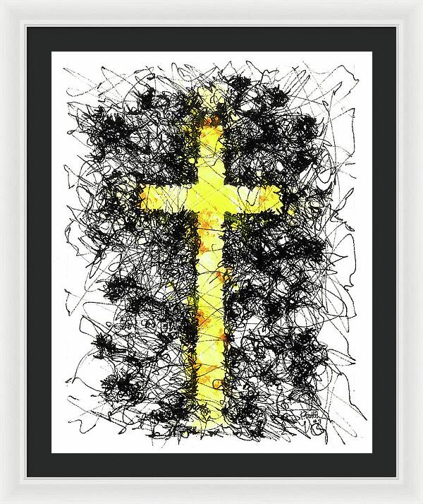 Chaos Order Cross 09 - Luminous Yellow - Framed Print