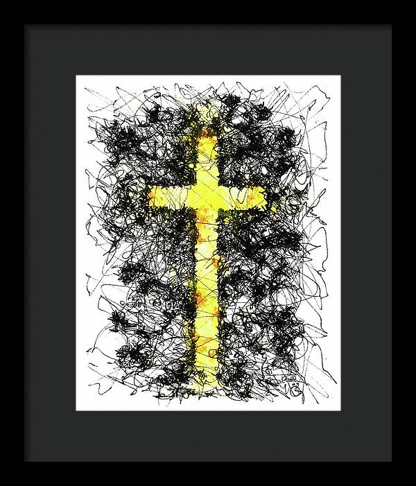 Chaos Order Cross 09 - Luminous Yellow - Framed Print