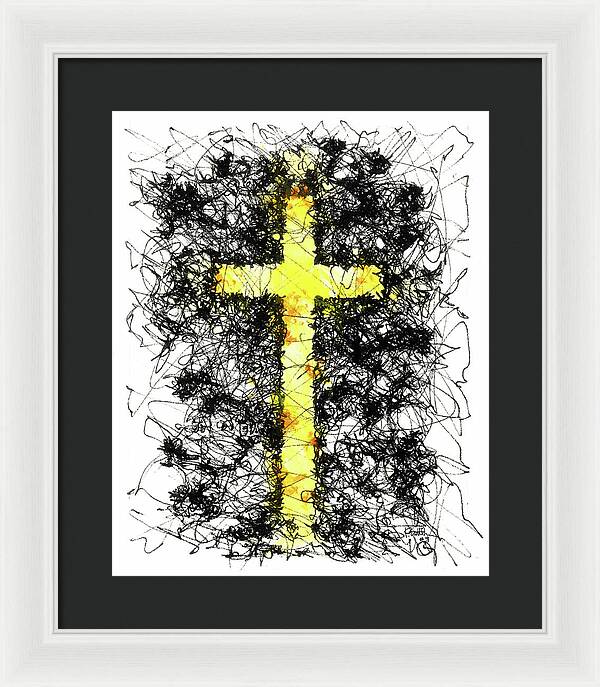 Chaos Order Cross 09 - Luminous Yellow - Framed Print