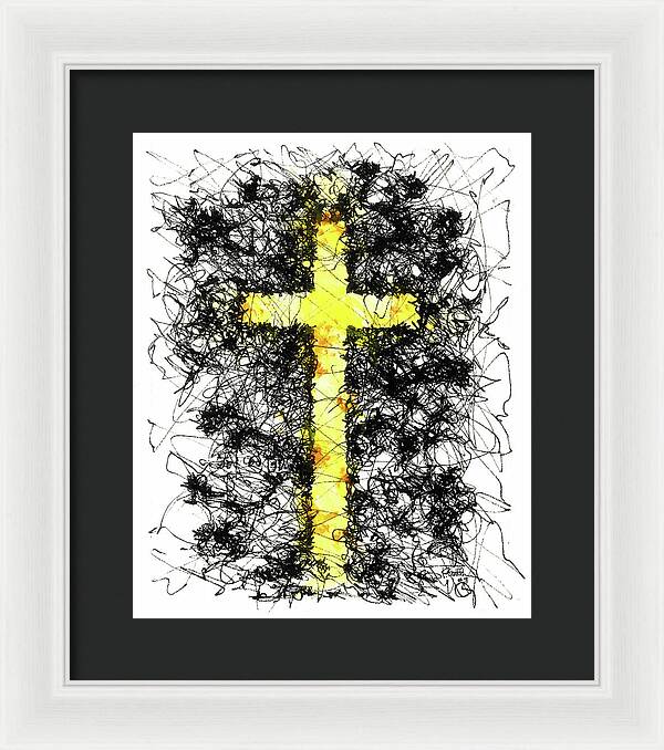 Chaos Order Cross 09 - Luminous Yellow - Framed Print