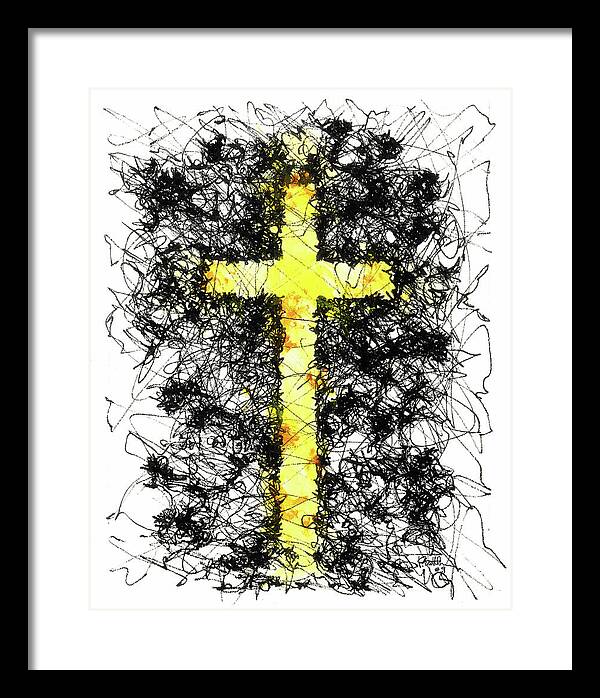 Chaos Order Cross 09 - Luminous Yellow - Framed Print